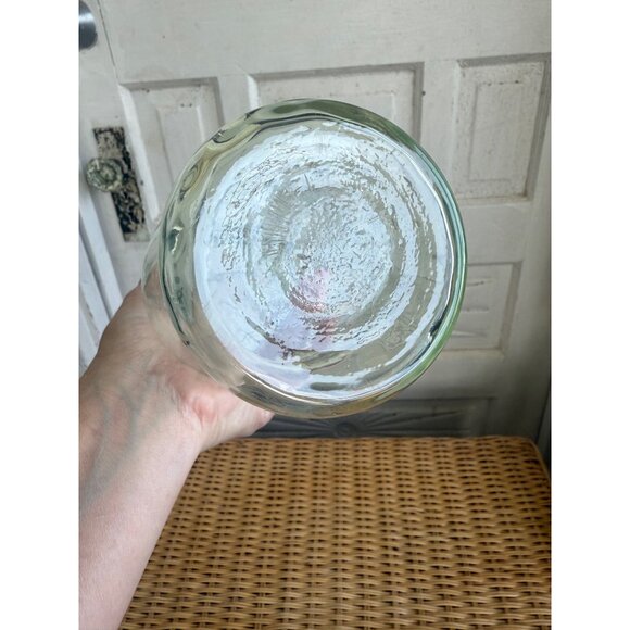 Vintage 30's Optic Ribbed Green Glass Uranium Vase 9" - Picture 3 of 16